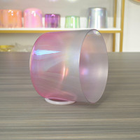 Bols chantants en cristal HF Factory Direct, guérison sonore, dégradé rose scintillant, instrument de méditation profonde