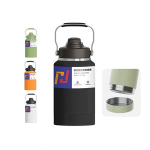 Bouteille d'eau portable isotherme double paroi en acier inoxydable de 64 oz, anti-fuite, avec distributeur, gobelet multifonctionnel, isolation thermique 24-36h - Product Image 4