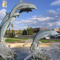 Fuente de Agua con Escultura de Delfín de Bronce RELONG, Alta Calidad, Personalizable, para Decoración de Estanques en Exteriores y Villas
