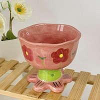 Bols en céramique coréens faits à la main en céramique en forme de fleur irrégulière Dessert glaces bols à riz pour enfants