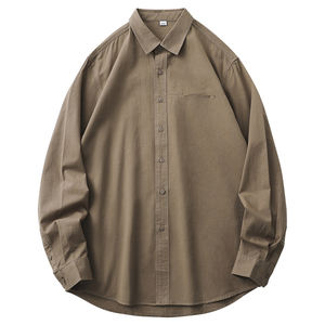 長袖メンズシャツ 春秋モデル コットン製 高級感 カジュアル 無地 ヴィンテージシャツ メンズ - Product Image 1