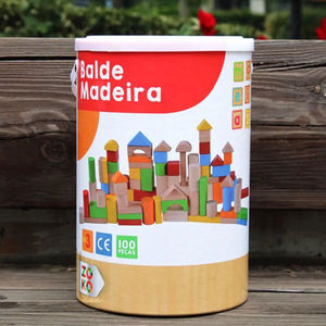 Tùy chỉnh Montessori khối gỗ đồ chơi trẻ em Đồ chơi giáo dục 100 miếng DIY xây dựng xây dựng khối thiết lập - Product Image 1