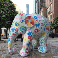 Sculpture d'éléphant 3D grandeur nature en résine colorée, modèle ange, pour jardin extérieur, style Pop Art, par un artiste contemporain