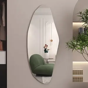 제조업체 사용자 정의 현대 조명 럭셔리 프레임리스 벽 거울 대형 불규칙한 전체 길이 드레싱 목욕 벽 장식 거울 mirroir