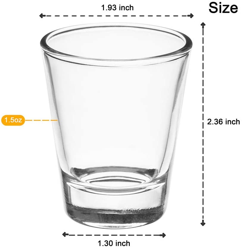 1Oz Shot Glass Set Heavy Base Clear Shot Glass Great for Whisky Brandy Vodka Shot Set