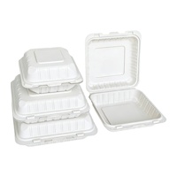 Contenitore per Alimenti Biodegradabile Monouso 6x6 8x8 9x9 Pollici MFPP con Coperchio a Cerniera per Hamburger e Pranzo da Asporto