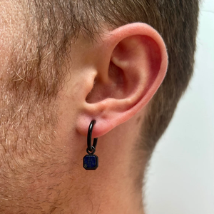 Boucles d'oreilles pendantes en onyx pour homme, boucles d'oreilles créoles pendantes en or 18 carats <span class=keywords><strong>avec</strong></span> pierre précieuse en onyx noir, charme de boucles d'oreilles en <span class=keywords><strong>lapis</strong></span>-<span class=keywords><strong>lazuli</strong></span> doré, <span class=keywords><strong>bijoux</strong></span> pour homme - Product Image 2