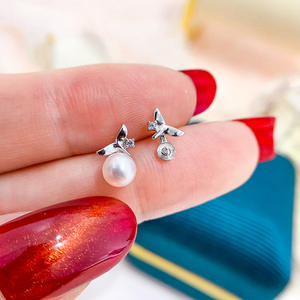 Accesorios de Plata S925 para DIY con Perlas, Bandeja Vacía para Joyería, Pendientes con Forma de Cola de Pez con Cuentas de 4-6mm 20932 - Product Image 3