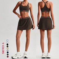 Ensembles de shorts de yoga et de tennis, non transparents, respirants, ensembles de yoga pour femmes, avec poche intérieure, ensemble de yoga