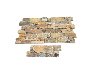 Nhà Máy Cung Cấp Trang Trí Tường Đá Veneer Gạch Tự Nhiên Văn Hóa Vàng Granite Quartzit Bên Ngoài Trang Trí Xi Măng Trở Lại Gạch - Product Image 1