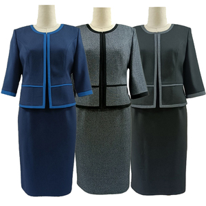 Plus <b>Size</b> Women's Business Dress Sets Chiffon Anti-wrinkle Breathable Knee Length for Work - Product Image 1