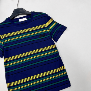 Camiseta de manga corta a rayas para mujer, cuello redondo, detalle de bolsillo, top informal de verano - Product Image 6