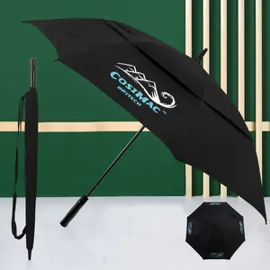 30/60/62 inch Oversize Windproof Promotional Custom Logo Print Branded Large Black Best Quality Fiberglass Golf Umbrella