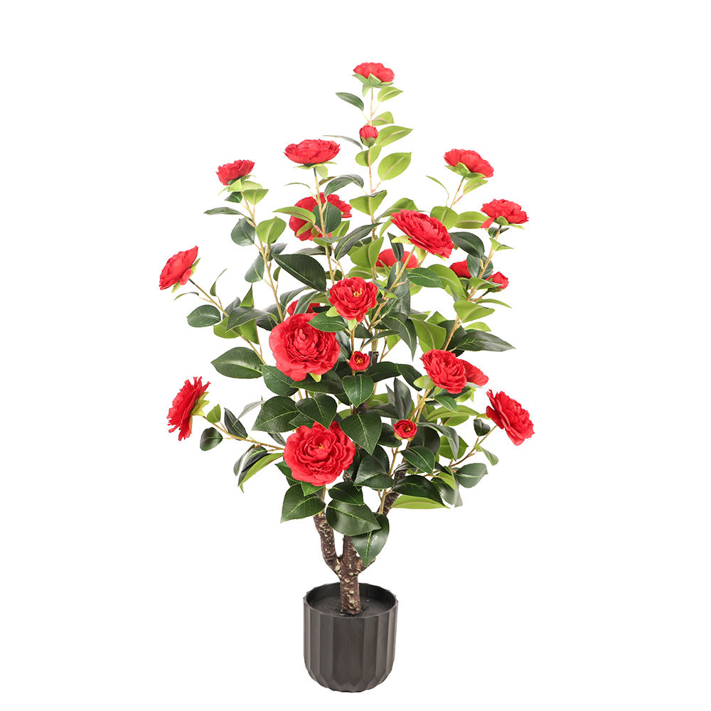 90cm Artificial Camellia Tree- red
