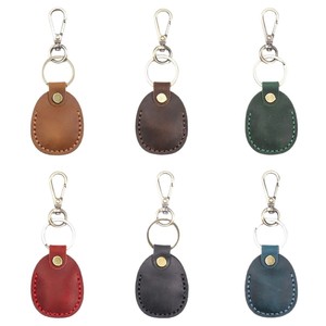 Custom Logo Genuine Full Grain Leather Case Crazy Horse Leather Tracker Case for Anti-Lost <b>Key</b> <b>Ring</b> for AirTag - Product Image 5