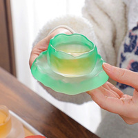 Nouvelle tasse à thé en verre givré coloré de style japonais, tasse à dégustation Kung Fu, mug à thé, design Japandi, cadeaux