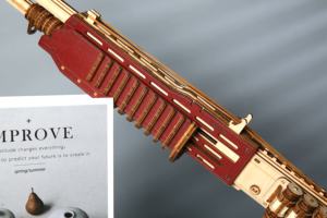 ของเล่นเสริมพัฒนาการใหม่ ของตกแต่งโต๊ะทำงาน ตัวต่อเลเซอร์คัท จิ๊กซอว์ ปืนยิงยางไม้ <span class=keywords><strong>M870</strong></span> ปืนลูกซอง งานฝีมือไม้ DIY ของขวัญที่ดีที่สุด - Product Image 4