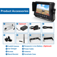 Caméra de recul magnétique sans fil facile à installer Moniteur de 7 pouces Système de caméra numérique sans fil pour chariot élévateur à fourche 2.4Ghz