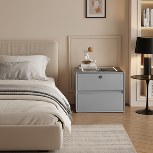 Mesita de Noche Inteligente de Diseño Moderno con Dos <span class=keywords><strong>Cajones</strong></span> de Madera, Altavoz Bluetooth con Huella Dactilar, Muebles <span class=keywords><strong>para</strong></span> Dormitorio - Product Image 1