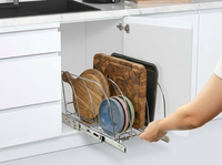 Étagère à planches à découper moderne en acier inoxydable à 3 niveaux avec glissières métalliques multifonction pour le rangement des assiettes et des couvercles de casseroles