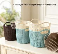 Panier creux multifonctionnel en plastique imitation rotin pour rangement de bureau, rangement de collations de cuisine, panier de douche de salle de bain