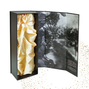 กล่องไวน์พับได้แบบแข็งหรูหรา กล่องของขวัญแบบแม่เหล็กสำหรับไวน์ กล่องไวน์พับได้จากกระดาษ - Product Image 4