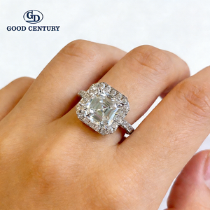 Good Century Asscher-Schliff Halo Labor-Diamant Verlobungsring 18K Gold Pavé-Fassung 4-Krappen-Brautring Luxuriöser Edel-Schmuck - Product Image 3