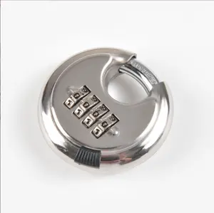 工厂OEM candado高安全性201 304不锈钢圆锁70毫米组合圆盘挂锁