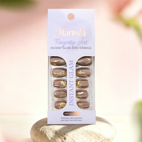 Faux ongles de luxe français en acrylique à paillettes d'amande, réutilisables, avec colle, pour salon et usage quotidien