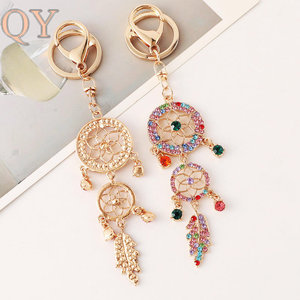 QY Long Tassel Dream Catcher Metal Crystal Keychain Boho <b>Bag</b> Charm Feather Pendant <b>Key</b> <b>Ring</b> Gift Wholesale Accessories - Product Image 6