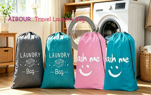 Sac de voyage extra large imprimé et lavable pour vêtements sales, organisateur de linge en nylon avec cordon de serrage pour le camping - Product Image 6