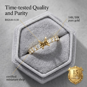 Vente en gros usine Bague de fiançailles semi-montée en or jaune 18 carats avec sertissage en canal et diamants latéraux ronds, 24h CAD, MOQ 1 pièce - Product Image 3