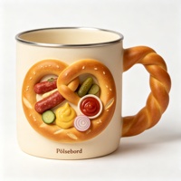 Tasse en polyrésine en gros, sculpture alimentaire Smørebrød danoise, souvenir touristique du Danemark, tasse à café et à bière