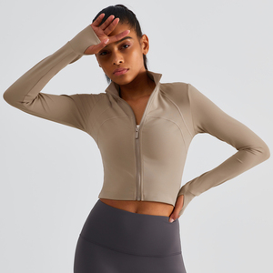 Chaquetas de Yoga de manga larga para <span class=keywords><strong>mujer</strong></span> FLW, Camiseta deportiva transpirable y ligera para correr, entrenamiento, gimnasio, Fitness, ropa deportiva - Product Image 1