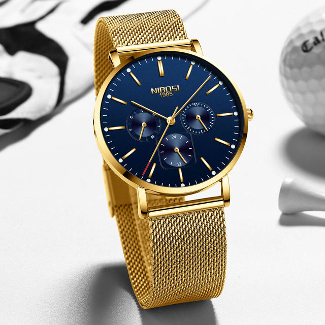 NIBOSI 2321-1 Customize Logo Unisex Men Watch Minimalist Quartz Watches Fashion 3 Small Dials Wristwatch