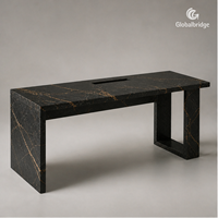 Bureau moderne en marbre noir et or sur mesure avec surface polie, durable, écologique et imperméable pour les projets d'hôtels et de villas