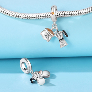 Original S925 plata esterlina DIY joyería accesorios pulsera circón Gourmet bebidas café pastel cuentas encantos artículo caliente para - Product Image 3