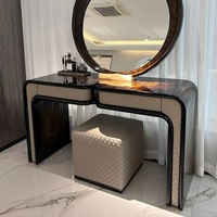 Meuble de chambre à coucher, coiffeuse moderne en bois, design moderne d'usine, placage de bois naturel brun