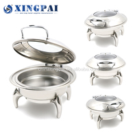 Matériel de restauration XINGPAI, chauffe-plats de luxe en cuivre, réchaud rond en acier inoxydable, ensemble de buffet pour la restauration