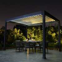 Bee Garden Garten Großhandel Elektrische Weiße Rahmenkonstruktion Graue Moderne Outdoor-Überdachung Aluminium Bioklimatische Pool Smart Sonnenschutz-Pergola BBQ