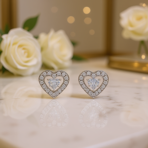 Pendientes de diamantes blancos con corte en forma de corazón en oro blanco con diamantes naturales para boda, estilo romántico para mujer, certificados por GIA. - Product Image 2