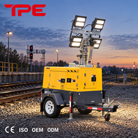 Tour d'éclairage diesel de type remorque, mât hydraulique de 9 m, tours d'éclairage diesel avec projecteurs LED à mât haut