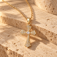 Collier ras du cou rétro punk pour femme avec pendentif croix en zircon, plaqué or 18 carats, maillons personnalisés, accessoire de mode tendance pour mariage, couleur or