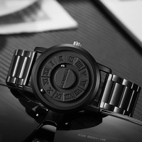 Reloj de Cuarzo Magnético Creativo para Hombre de Alta Calidad, Movimiento de Bola Único, Esfera con Números Romanos, Correa de Cuero
