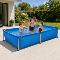 Grande piscine rectangulaire hors sol avec structure métallique, en acier, avec valve de vidange et kit de réparation
