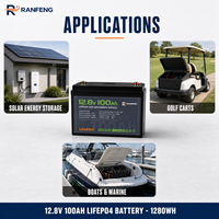 Grosir RANFENG 12.8V 100Ah LiNiMnCoO2 Paket Baterai Lithium 300 Siklus 4 Sel -20~60 untuk Kereta Golf Perahu Penyimpanan Tenaga Surya
