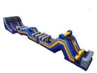 Parcours d'obstacles gonflable commercial sur le thème de la jungle, jeu de défi multicolore en PVC pour enfants, idéal pour la location d'événements en plein air et le divertissement par saut et rebond.