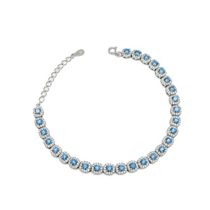 Gioielli <span class=keywords><strong>KAAN</strong></span> bracciale in argento Sterling 925 con intarsio di zirconi blu e bianco di lusso temperamento da donna bracciale per la festa - Product Image 1