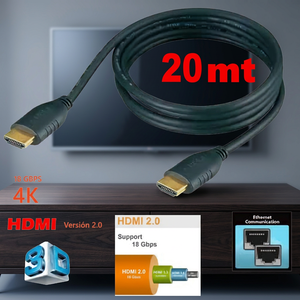 Câble Fibre Optique Haute Vitesse 4K 2.0 de 20M avec Gaine PVC 18 Gbit/s Mâle-Mâle - Product Image 2
