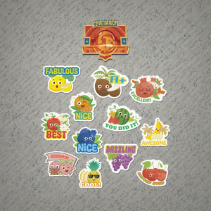 12 डिजाइन 48 पीसी कार्टून फल स्वाद चिपकने वाला स्थायी खुशबू उव मुद्रण स्क्रैच और स्नाइफ घर सजावट स्टिकर - Product Image 1